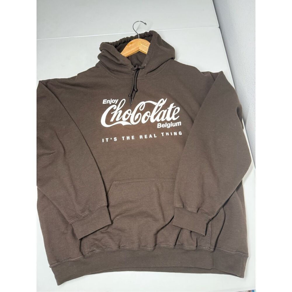 Rare Gildan Heavy Blend Cotton Blend Enjoy Chocolate Belgium Hoodie Size XL - Picture 5 of 9